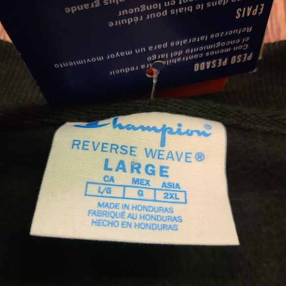 Champion Sweatshirt Mens Large Reverse Weave Black Multicolor Pullover Loose Fit - Picture 4 of 10